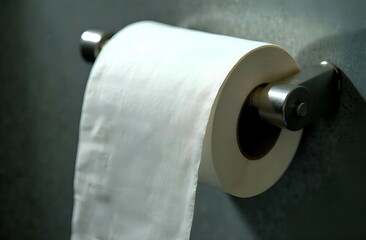 toilet paper roll in bathroom close-up