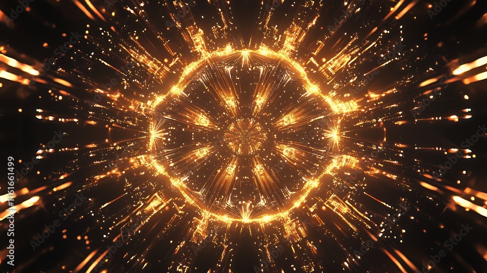 Canvas Prints mesmerizing abstract fractal light effects on a dark background for a futuristic and dynamic look.