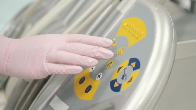 patent at the doctor office doing a routine check and fixing his teeth