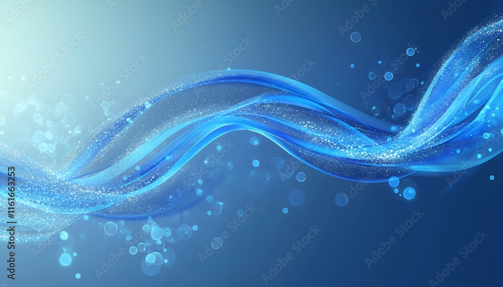 Wall mural blue abstract bokeh light circles on a smooth gradient background