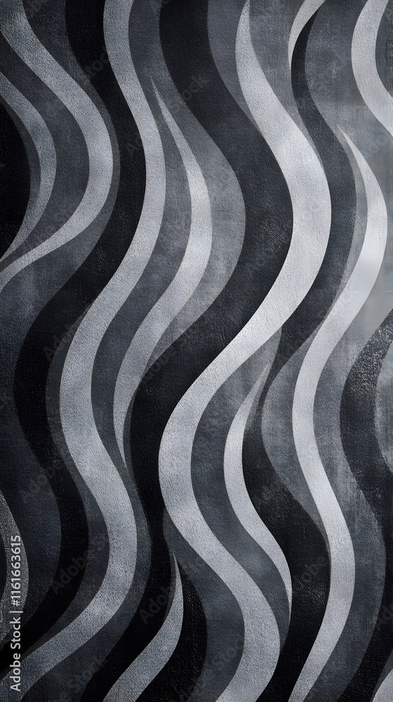 Poster grayscale wavy stripe pattern