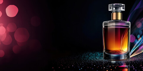 Elegant liqueur bottle with vibrant colors and bokeh background, showcasing luxury and sophistication. Perfect for advertisements and promotions