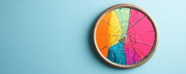 Burnout Recovery Mental Health Awareness Colorful pie chart on a blue background showcasing vibrant data representation.