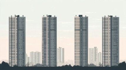 Fototapeta premium Green city. City and nature ecosystem. Sustainable development. Vector file.