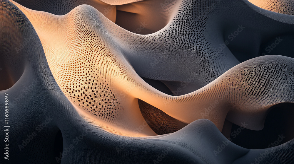 Aufkleber abstract representation of textured waves illuminated in warm light