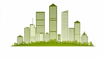 Green city. City and nature ecosystem. Sustainable development. Vector file.