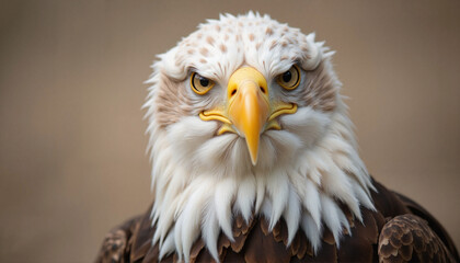 Obraz premium Bald eagle displaying fierce gaze against blurred background