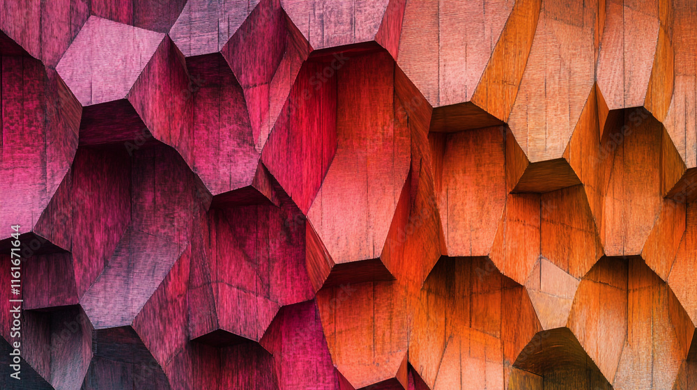 Aufkleber colorful geometric patterns create an intriguing visual experience on a wooden surface