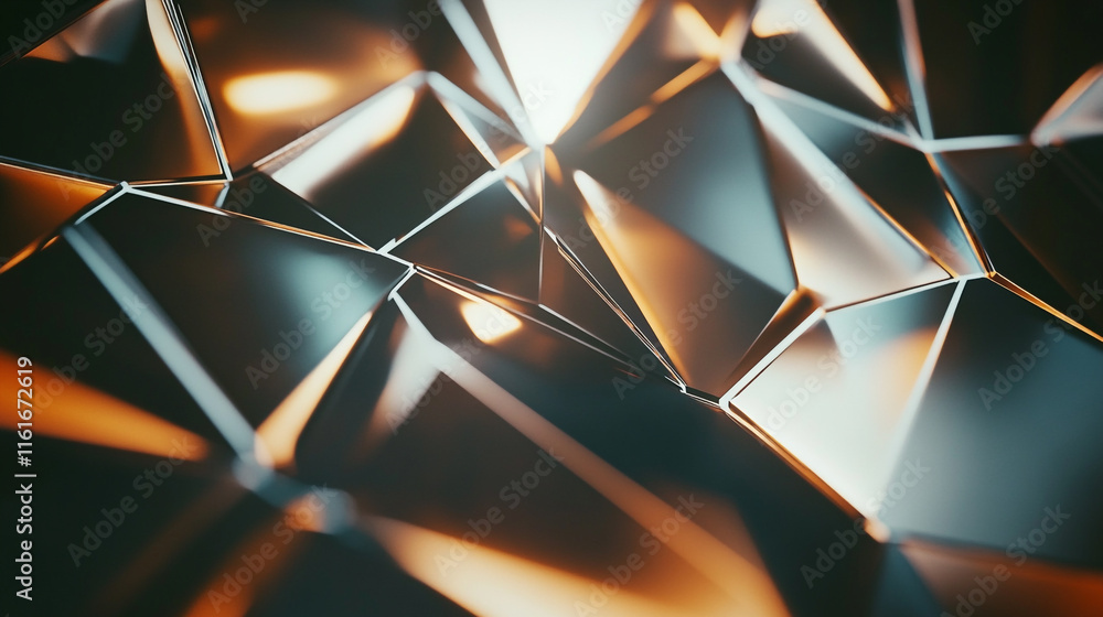 Aufkleber abstract geometric shapes with metallic textures reflecting light in a dynamic arrangement