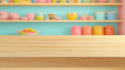 Colorful kitchenware display modern kitchen photography bright environment close-up view