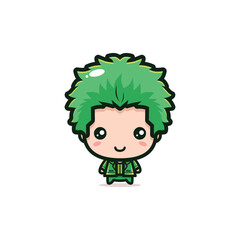 green style handsome chibi boy