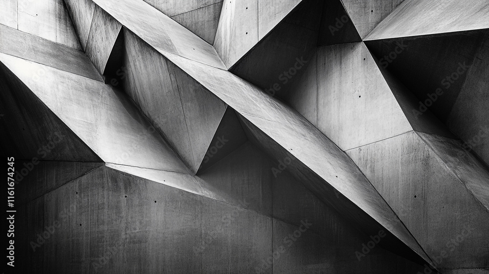 Poster Abstract concrete design showcasing sharp angles and textured surfaces in modern architecture