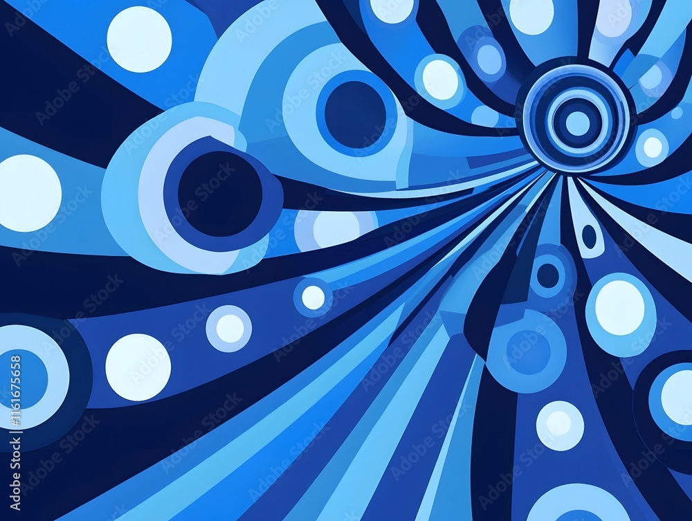 Poster abstract blue radial pattern with concentric circles