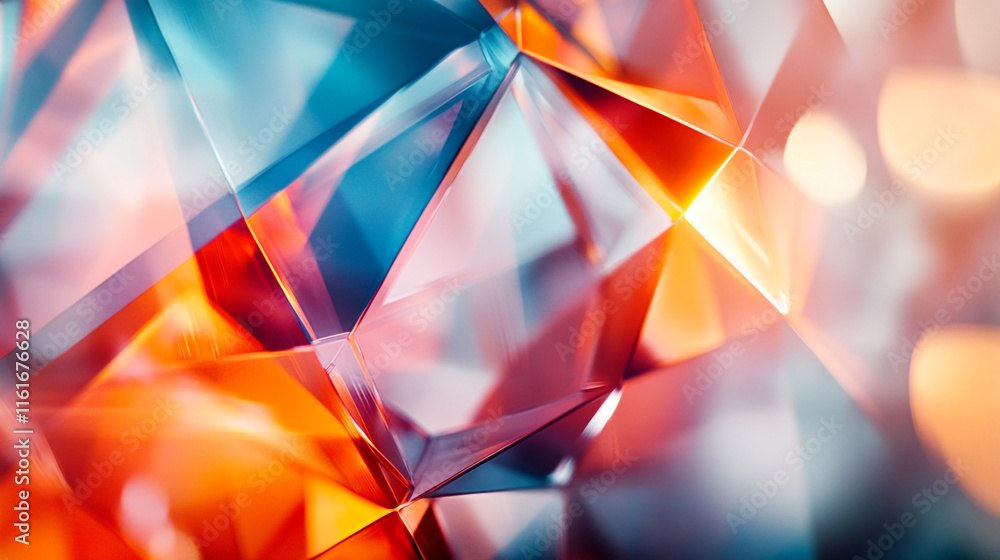 Poster colorful geometric shapes create a vibrant display of light and reflections