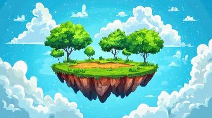 A Floating Island with Lush Greenery in a Dreamlike Sky