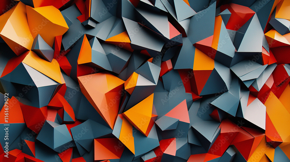 Poster colorful abstract geometry creates a striking visual texture with sharp angles and vibrant hues