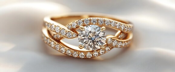 A beautiful gold engagement ring adorned with diamonds, showcasing elegance.