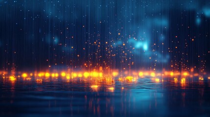 Fototapeta premium rainfall dissolves into glowing radiant cosmic designs., Generative AI