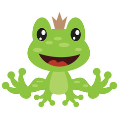 Cute frog prince  vector cartoon children book illustration