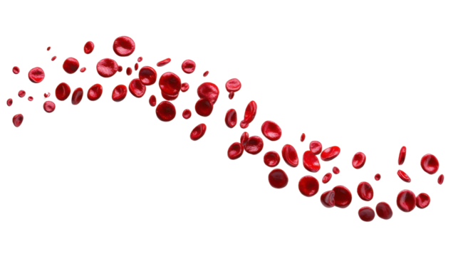 Floating blood cells, transparent background