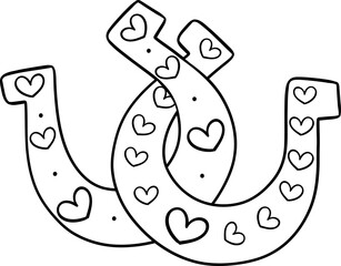 Retro Western Valentine Cowboy Horseshoe Twist Coloring Image