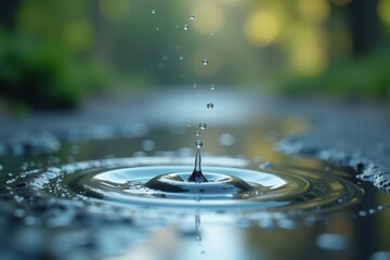 Tiny water drops on grey surface, suspended in mid air, creating a sense of isolation and tranquility , isolated, grey background, droplets