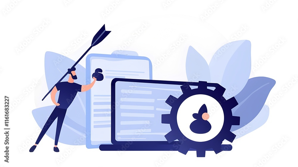Poster dynamic business strategy implementation office environment digital abstract business concept profes