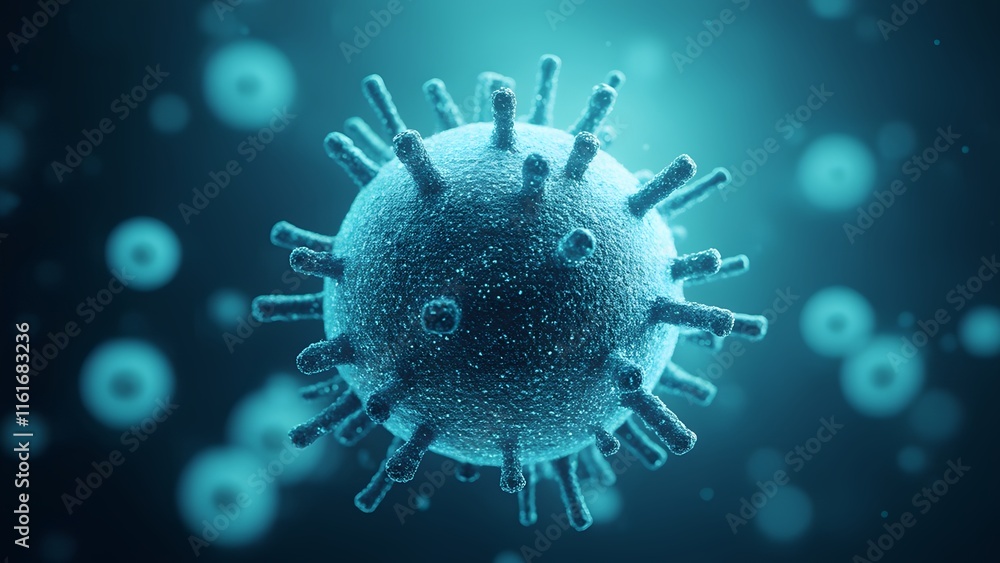 Aufkleber viral infection dynamics in abstract business models laboratory setting 3d visualization scientific 