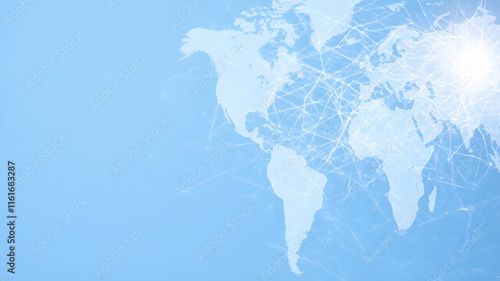 Poster global business connections abstract business network visualizations digital world map professional 