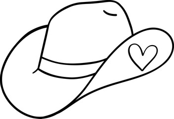 Western Valentine Hat Heart coloring image