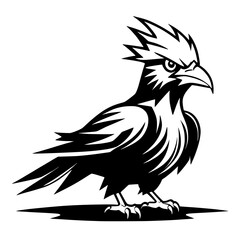 Fototapeta premium black silhouette of eagle on white background