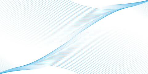Abstract smooth blue waves on white background, vector.