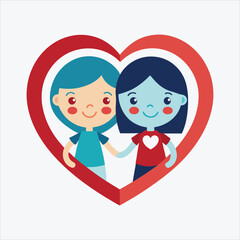 Heart Shape Friendship Love Vector Logo Illustration - Emotional Connection Design