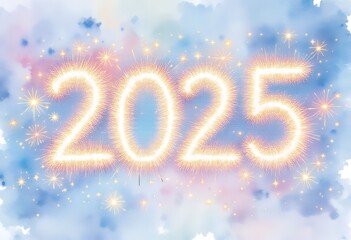 Sparkling 2025: A Watercolor New Year's Eve Design