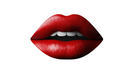 Red female lips, transparent background
