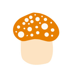 Forest mushroom vector illustration. Hand drawn colored mushroom illustration. 