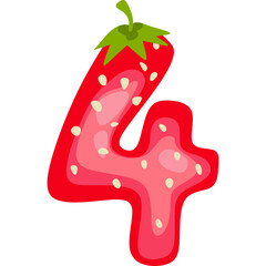 Cute strawberry font number