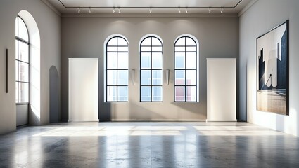 Obraz premium gallery interior with two banner 