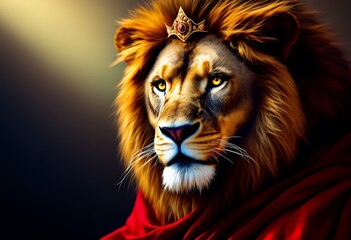 Majestic Lion in Regal Attire: A Dramatic Portrait