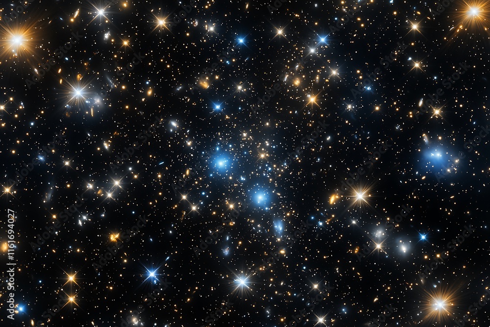 Wall mural a cosmic void with endless energy streams and distant star clusters in motion.
