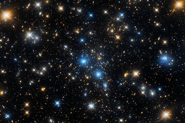 A cosmic void with endless energy streams and distant star clusters in motion.