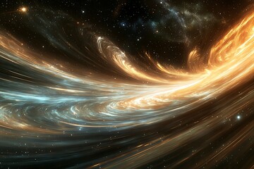 A cosmic void with streaks of light and distant stars fading into the darkness.