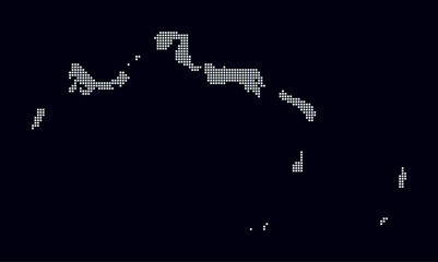 Turks and Caicos Islands dotted map. Digital style map of the country on dark background. Turks and Caicos Islands shape with square dots. Colored dots style. Small size squares.