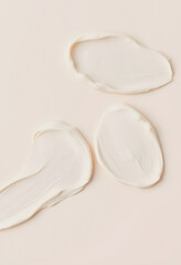 banner cosmetic smears cream texture on pastel  background, professional photography, with white tones
