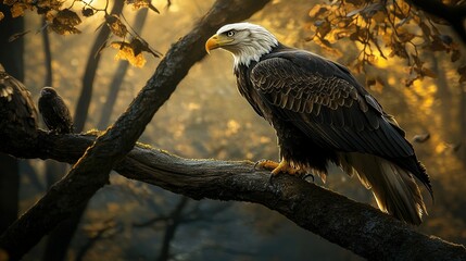 Obraz premium Eagle caught on a tree.
