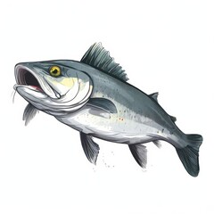 the AI Image Generator, Illustrated Largemouth Bass Fish in Side Profile