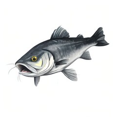 Obraz premium the AI Image Generator, Illustrated Largemouth Bass Fish in Side Profile