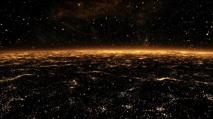 A dark, endless expanse filled with shimmering particles of light.