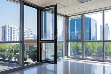 Fototapeta premium Interior of a modern office building with large windows