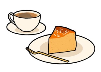 ホットコーヒーとチーズケーキ